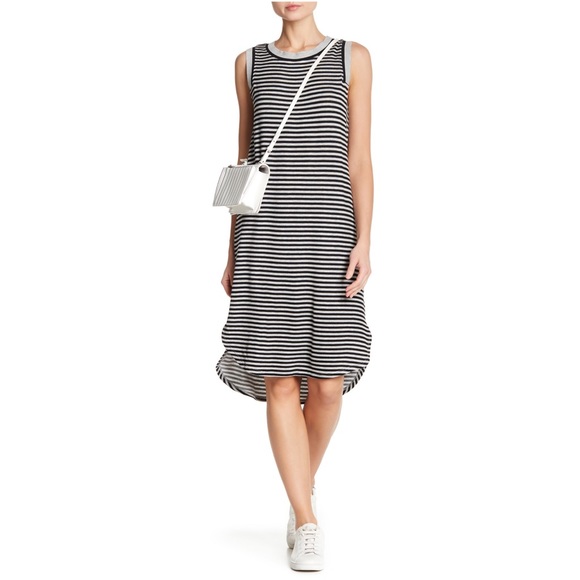Superfoxx by Nordstrom gray striped dress … - Picture 1 of 8